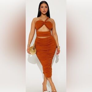 Fashion Nova Cooper Twist Rope Midi Dress with Cut Out Ruched Design NWT